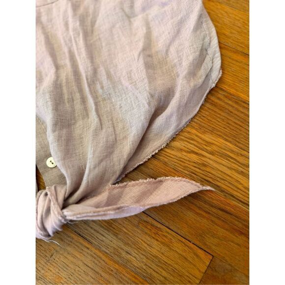 Scandal made in Italy Dainty Linen Tie Front Lavender Button Down Top Size L - Picture 3 of 10